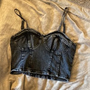 Thrill, black stone washed halter